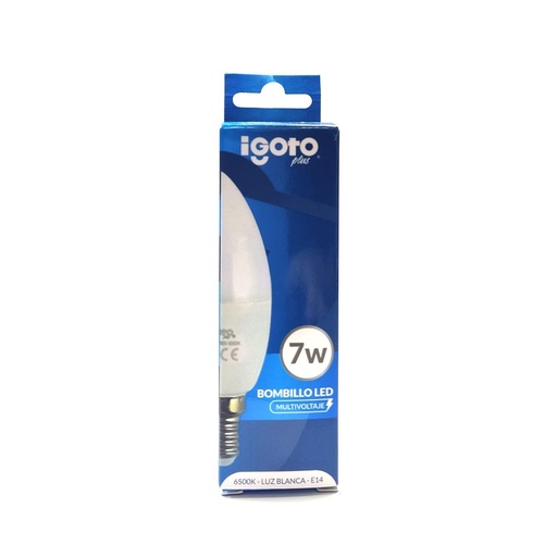 [IG-BV7W] BOMBILLO LED TIPO VELA 7W 6500K E14 IGOTO