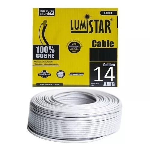 [CB04B-50M] CABLE THHN 14AWG 1*22/0.30 50MTS BLANCO LUMISTAR