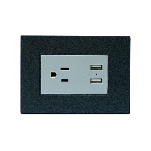[Z105U-B] TOMACORRIENTE + 2 PUERTOS USB SERIE Z NEGRO IGOTO