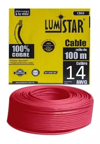 [CB04R] CABLE THHN 14AWG 1*7/0.52 100MTS ROJO LUMISTAR