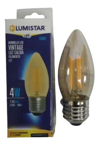 [LED83] BOMBILLO LED VINTAGE FILAMENTO E27 4W LUZ CALIDA 2700K IP20