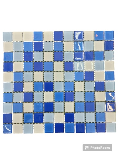 [9001008] Mosaico Cristal Navy Blue (300X300)MM Pieza