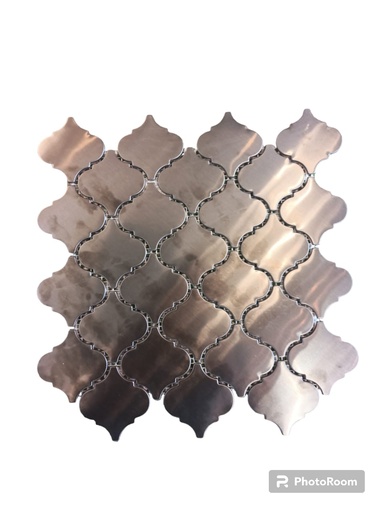 [9001031] Mosaico Ceramico con superficie de Acero Inoxidable  Damasco silver Pieza 300x300