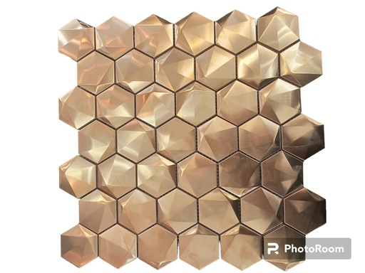 [9001046] Mosaico Ceramico con superficie de Acero Inoxidable Abstract Gold (300*300*8)MM Pieza
